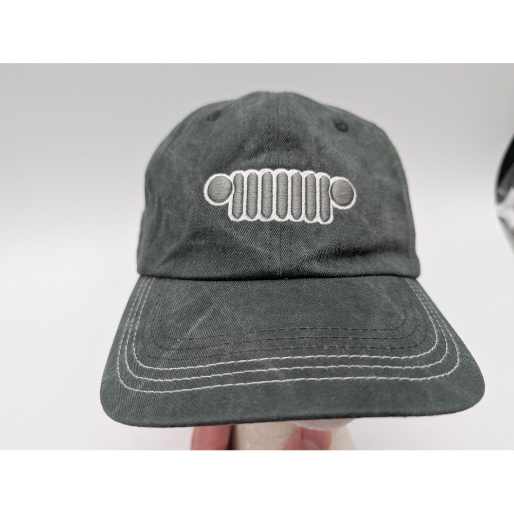 Jeep Grille Logo Baseball Hat Dark Green Washed Cotton Snapback Cap